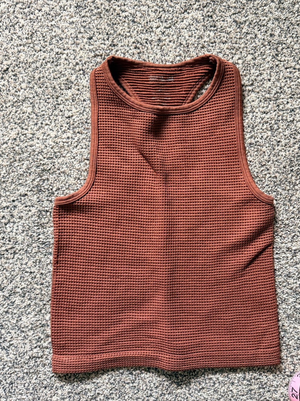 BKE Women's Waffle Knit Tank Top - Rust Brown Size XS/S